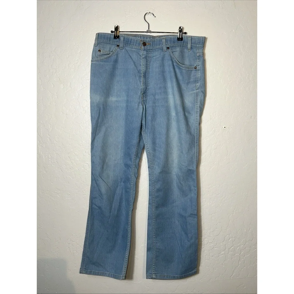 Vintage 80s Mens LEVIS Light Blue Jeans 38x30 Brown Tab Original Riveted ✅ (273)
